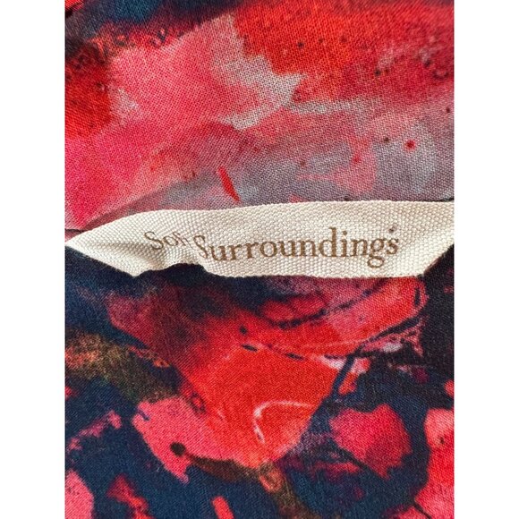 Soft Surroundings Womens Red Floral Blouse With Elastic Hem & Button Cuffs Size - Picture 9 of 16